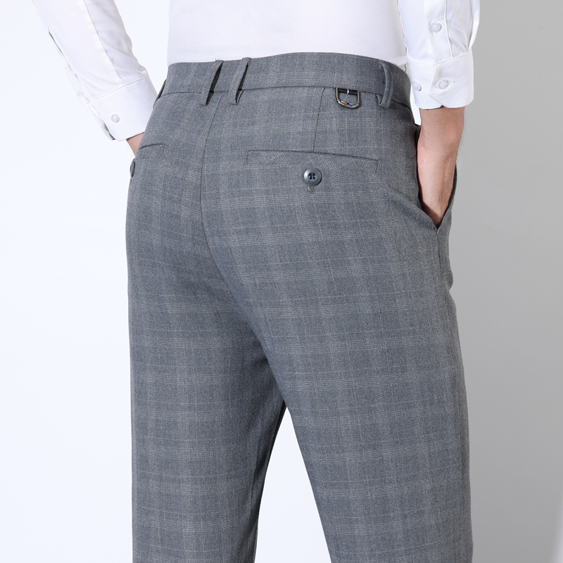 Men'S Groom - Algodão xadrez listrado clássico terno calças