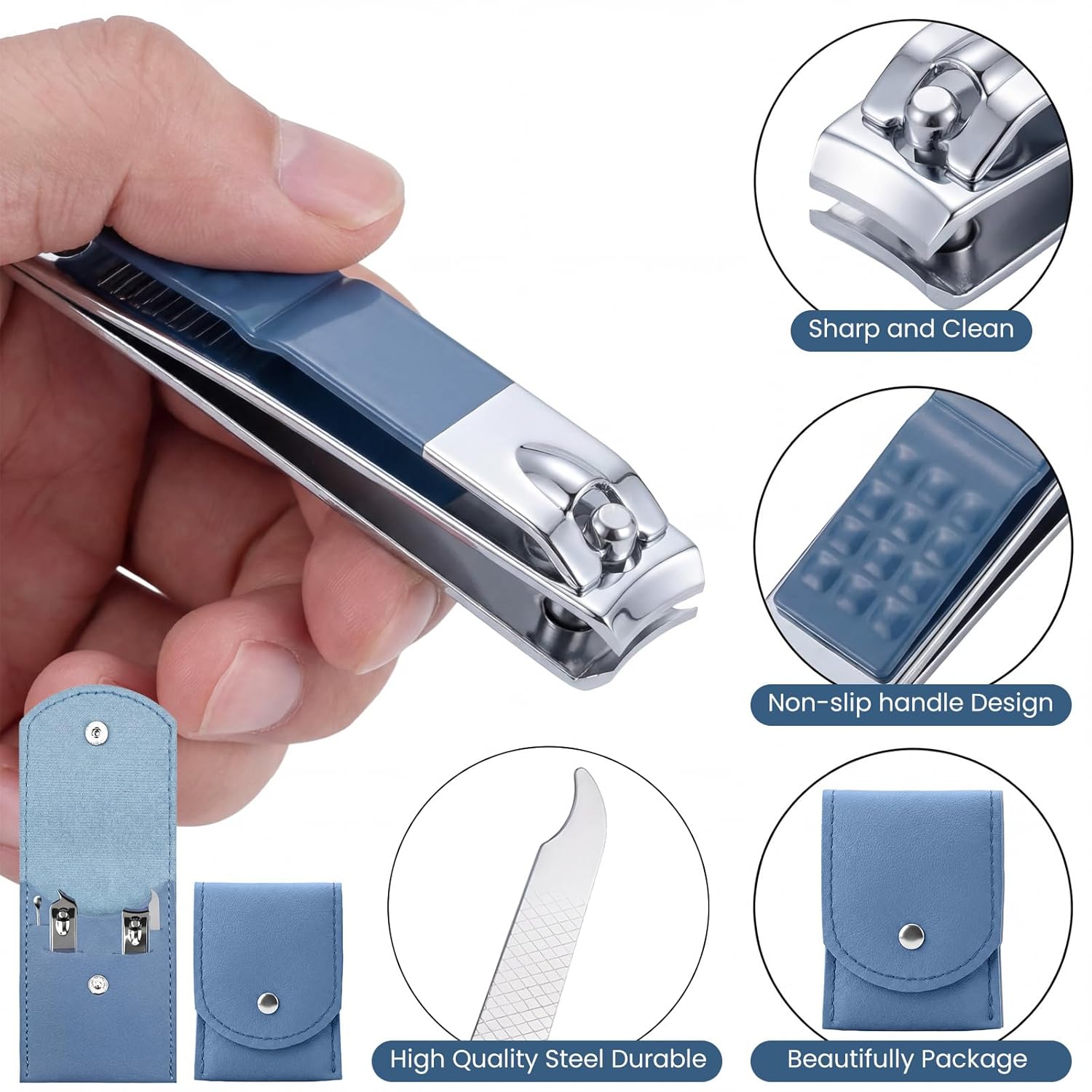 Mens Grooming Kit Case - Kit de Manicure Portátil, 5 Peças/Conjunto,