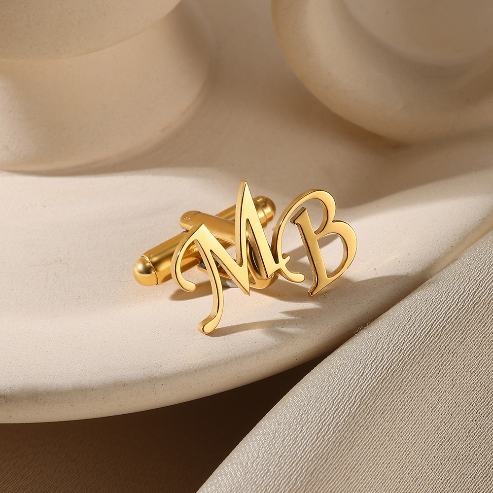 Men'S Groom - Abotoaduras com letras iniciais personalizadas para